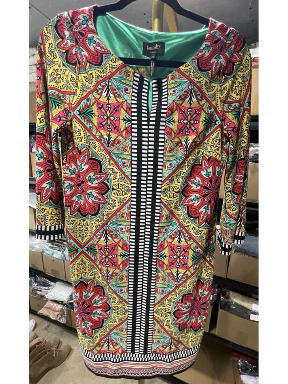 Laundry by Shelli Segal Los Angeles Shift Dress Lined Sz 6 Geometric Mod 60s 70s